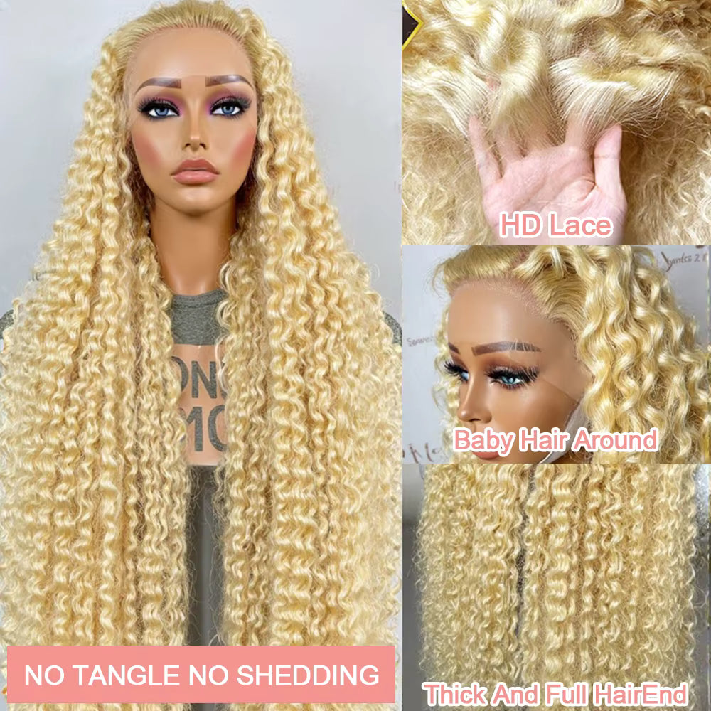 Blonde Curly HD Lace Front Human Hair Wig