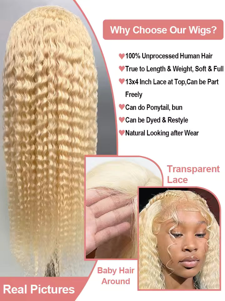 Blonde Curly HD Lace Front Human Hair Wig
